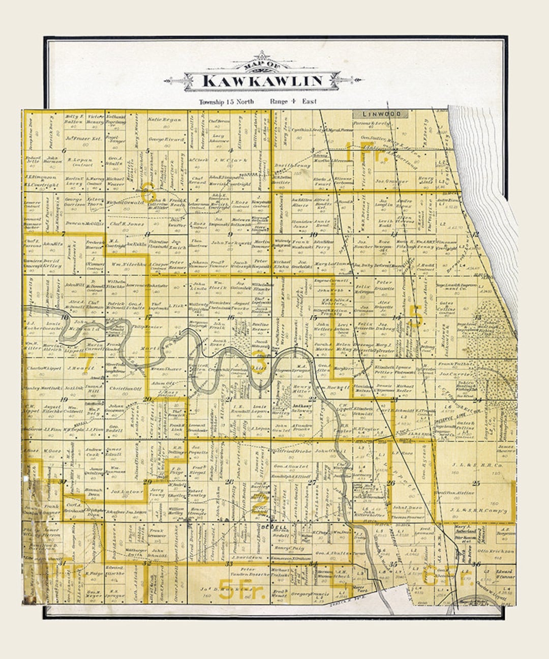1896 Map of Kawkawlin Township Bay County Michigan Etsy