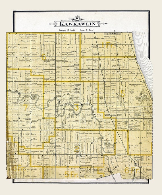 1896 Map of Kawkawlin Township Bay County Michigan - Etsy