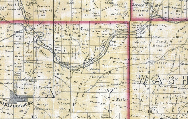 1860 Farm Line Map of Dearborn County Indiana - Etsy
