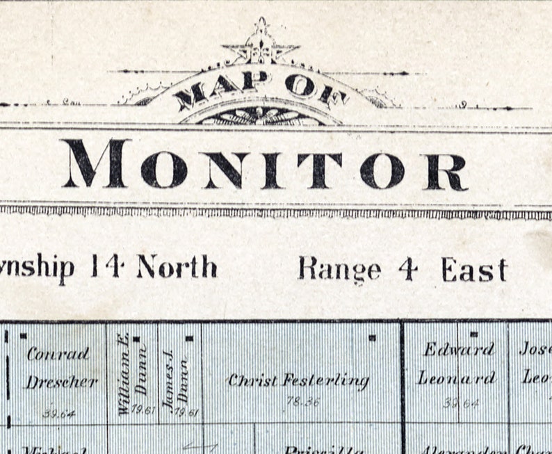 1896 Map of Monitor Township Bay County Michigan Etsy