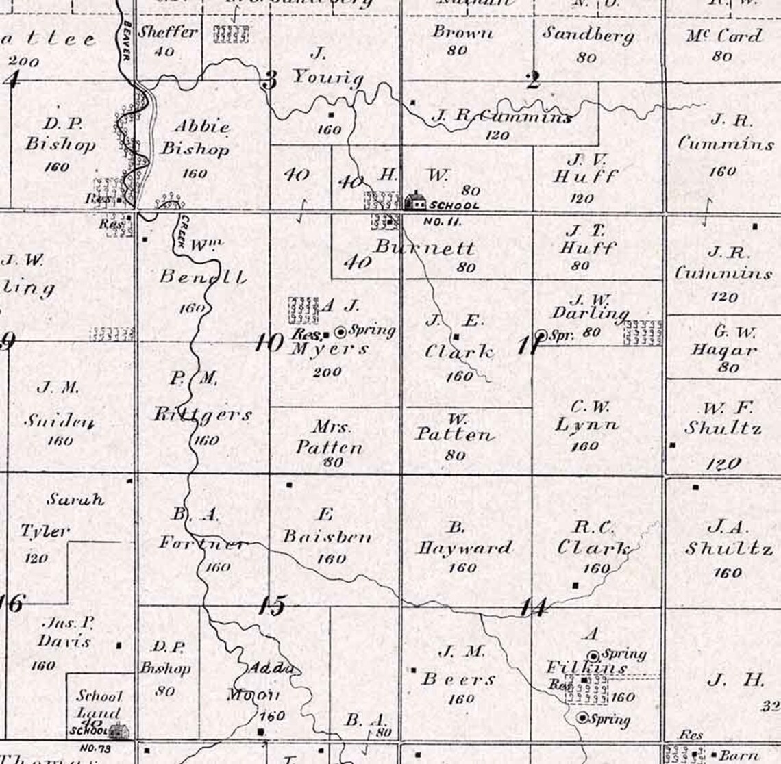 1884 Map of Battle Hill Township Mcpherson County Kansas Etsy