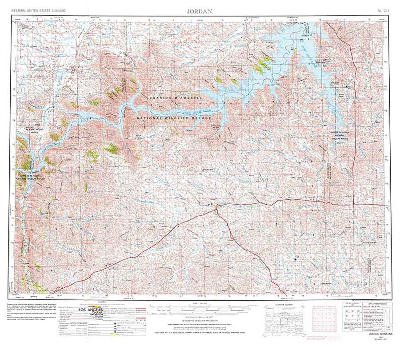 1954 Topo Map of Jordan Montana Quadrangle Fort Peck Lake Etsy
