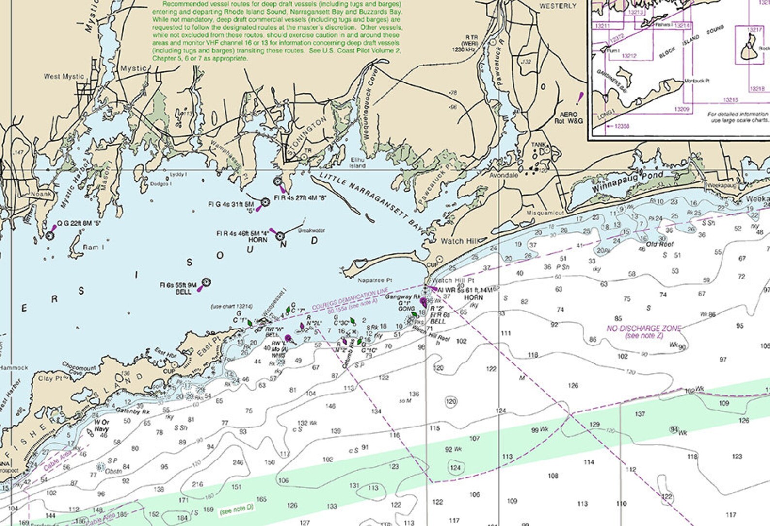 2017 Nautical Map of Block Island Sound and Approaches Etsy