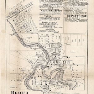 1858 Map of Berea Cuyahoga County Ohio