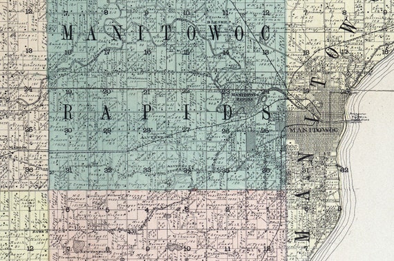 Glossy Satin Paper Hixon 1902-23.00 x 28.50 MAPS OF THE PAST Manitowoc County Wisconsin Glossy Satin Paper Hixon 1902-23.00 x 28.50 MAPS OF THE PAST Manitowoc County Wisconsin