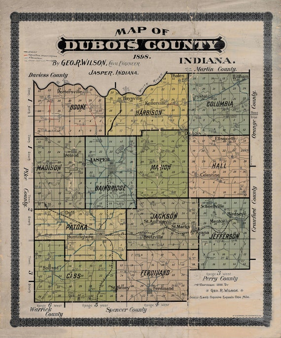 1898 Map of Dubois County Indiana Etsy