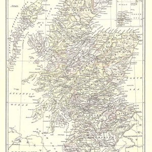 Carte 1885 de l'Écosse, Orcades et Shetland