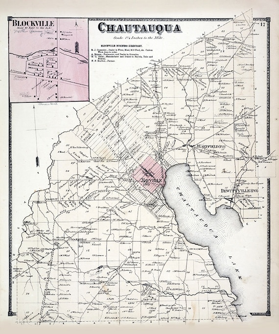 1867 Map of Chautauqua Township Chautauqua County New York Etsy