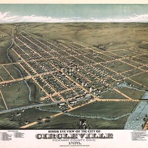 1876 Panorama-Karte von Circleville Pickaway County Ohio
