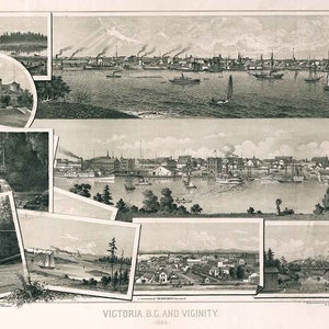 1884 Panoramakarte von Victoria in British Canada, Kanada