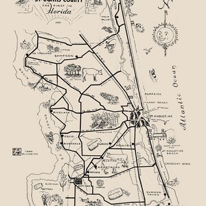 Kaart uit 1940 van Saint Johns County, Florida