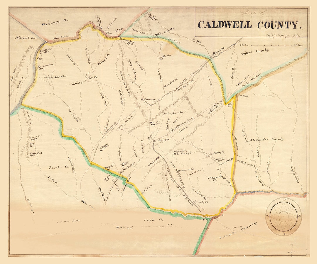 1878 Map of Caldwell County North Carolina Etsy