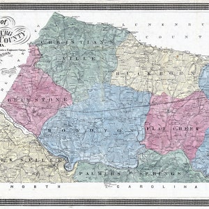 1870-Karte von Mecklenburg County, Virginia