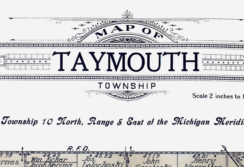 1916 Map of Taymouth Township Saginaw County Michigan Etsy