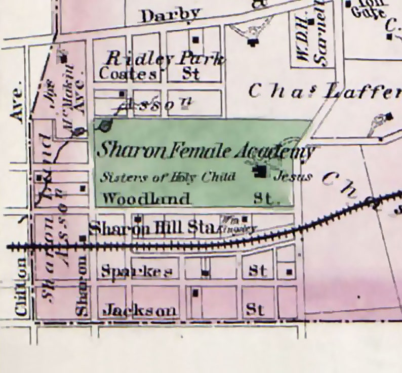 1876 Town Map of Darby Delaware County Pennsylvania Etsy