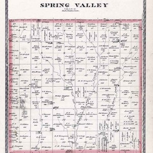 1884 Kaart van Spring Valley Township McPherson County Kansas
