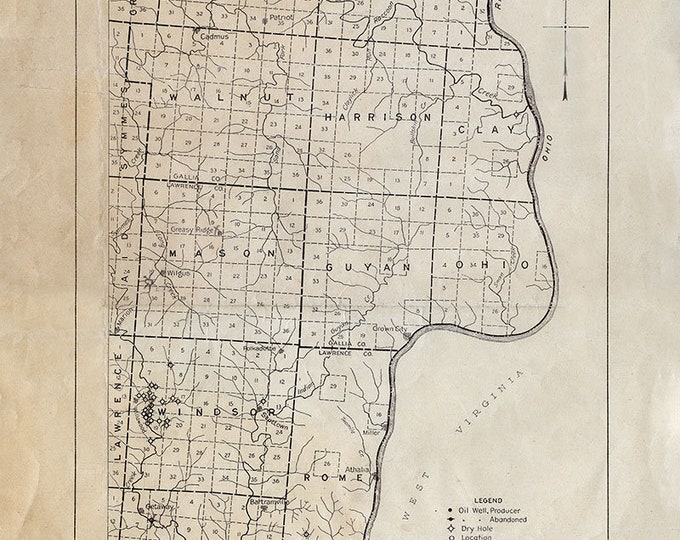 1885 Oil Field Map of Gallia and Meigs County Ohio