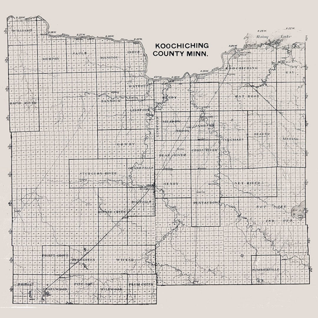 1910 Map of Koochiching County Minnesota Etsy