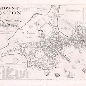 1722 Map of Boston in New England