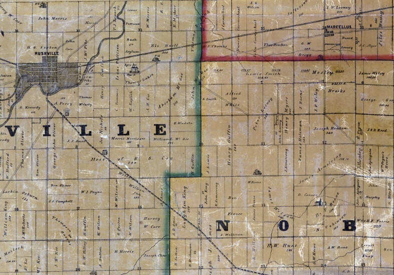1866 Farm Line Map of Rush County Indiana - Etsy