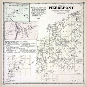 1865 Mapa del condado de Pierrepont Saint Lawrence, Nueva York