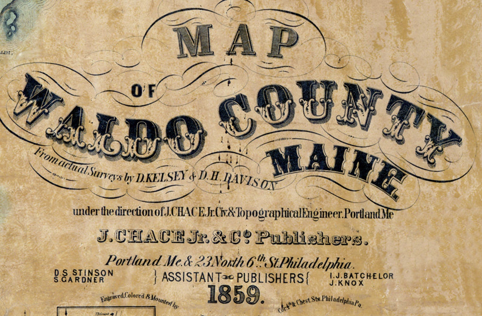 1859 Map of Waldo County Maine Farm Names Etsy