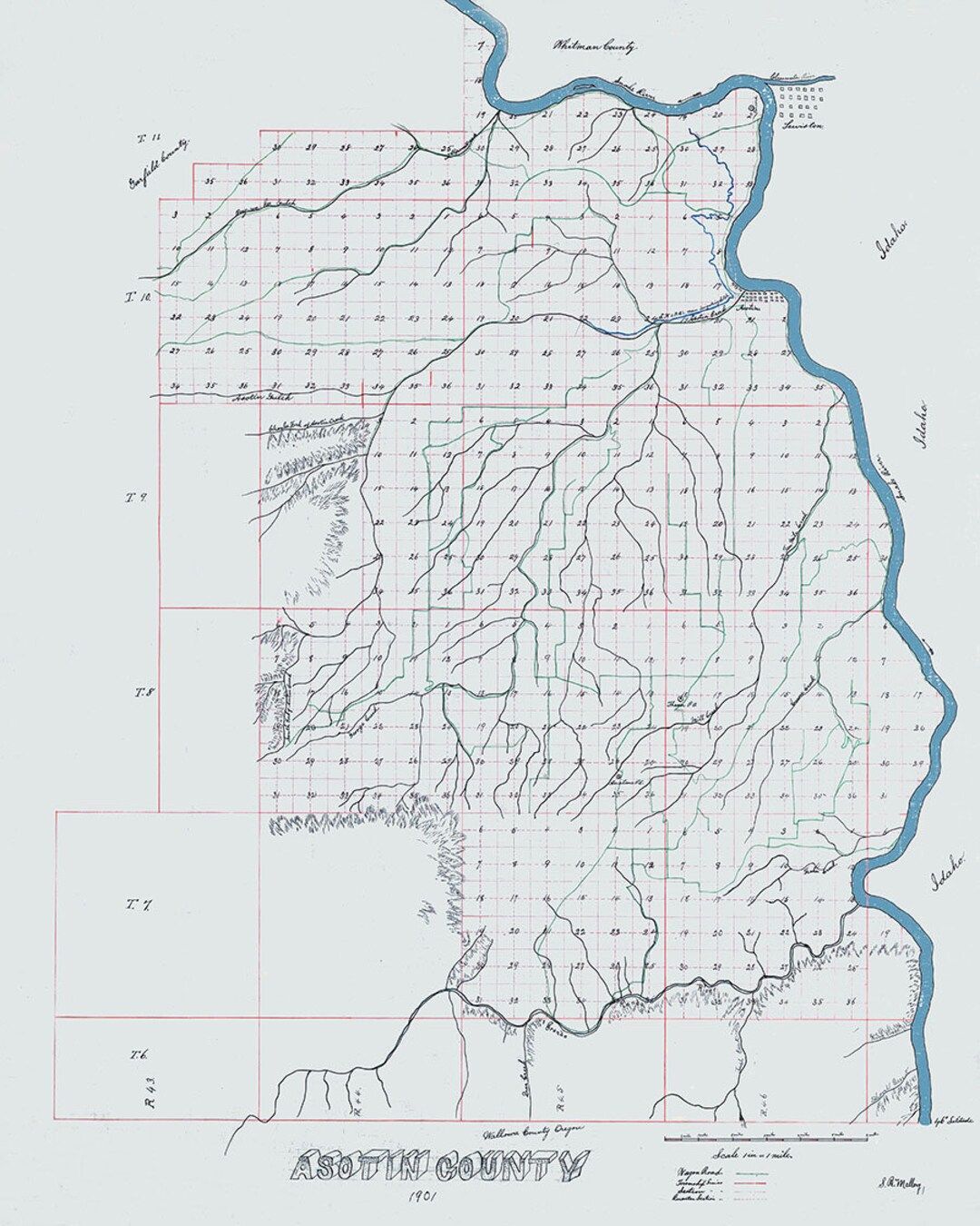 1901 Map of Asotin County Washington Etsy