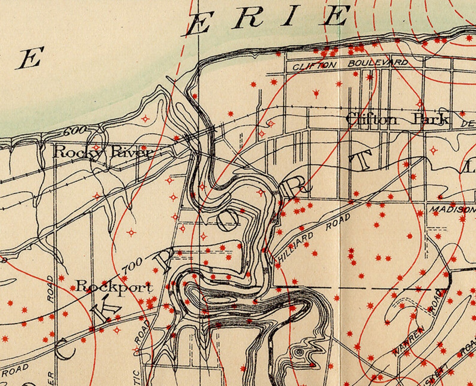 Cleveland Oil & Gas Field Mapa Cuyahoga Condado de Ohio Etsy España