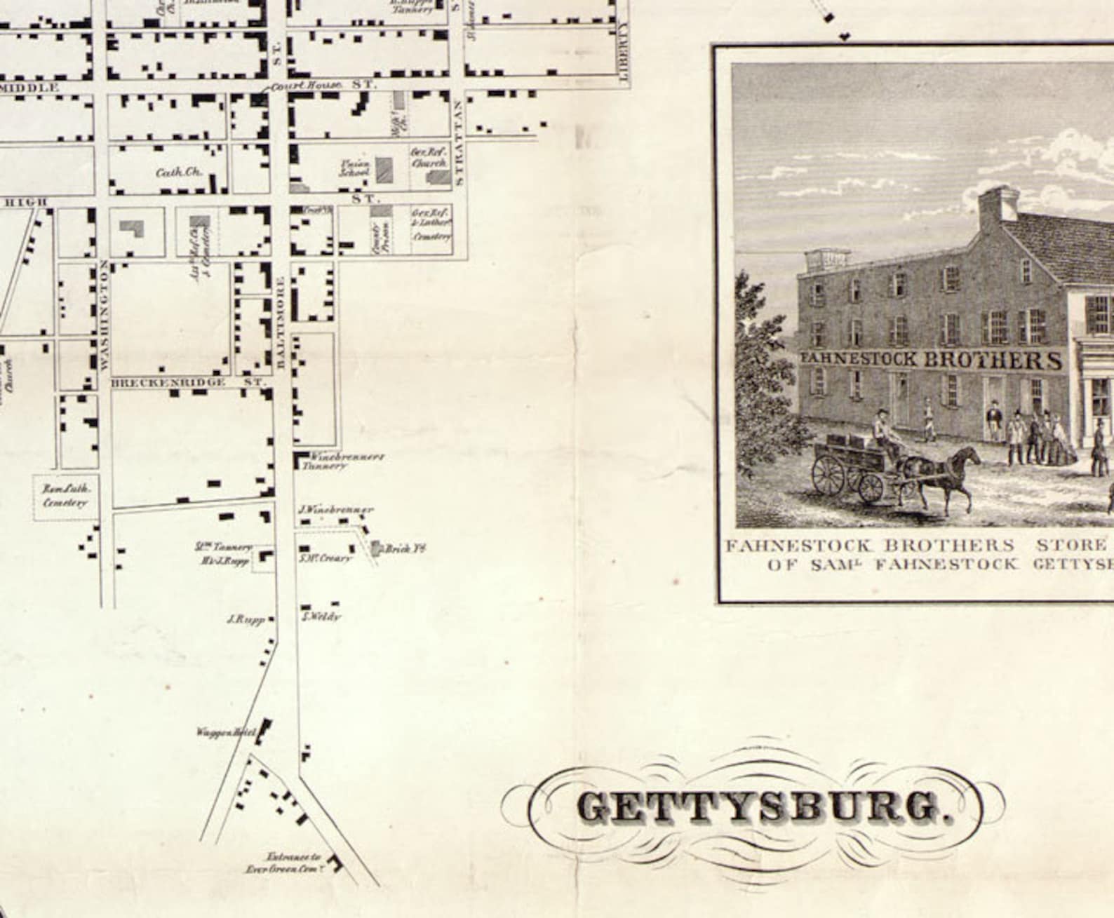 1858 Map of Adams County Pennsylvania Farm Names Genealogy Etsy
