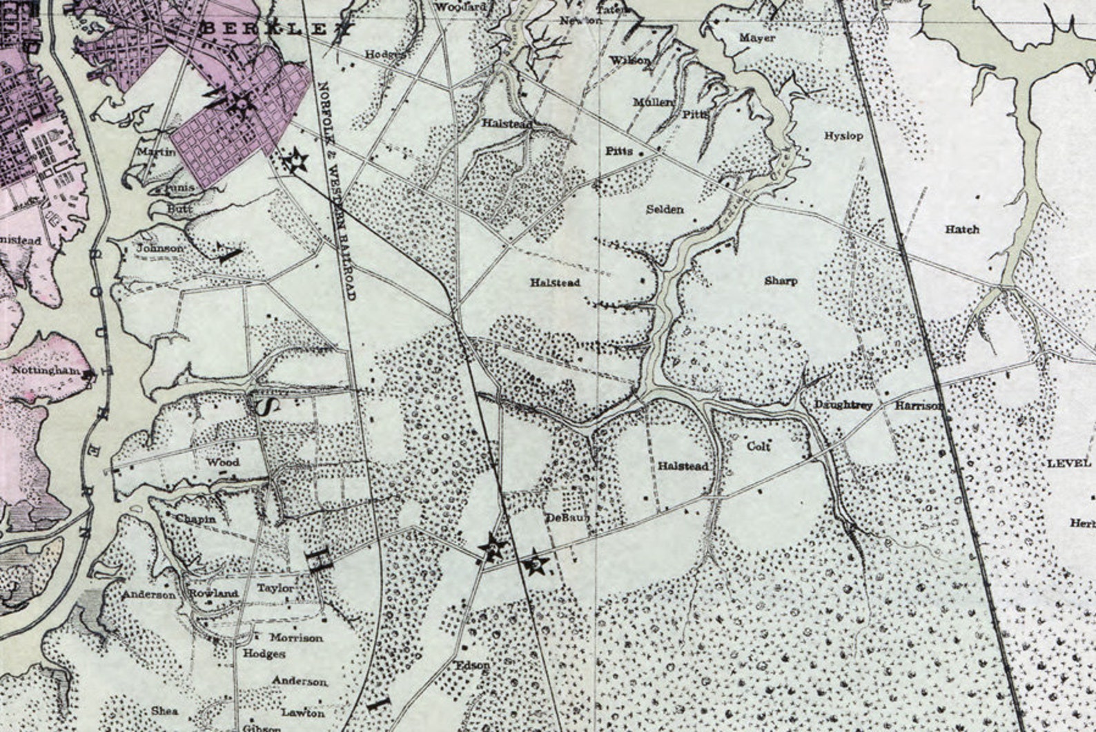 1887 Map of Norfolk County Virginia Family Names Genealogy Etsy