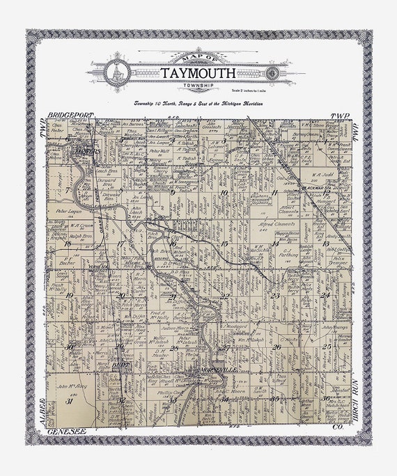 1916 Map of Taymouth Township Saginaw County Michigan Etsy
