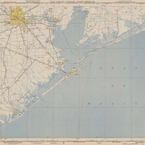 1950 Map of Galveston & Houston Texas