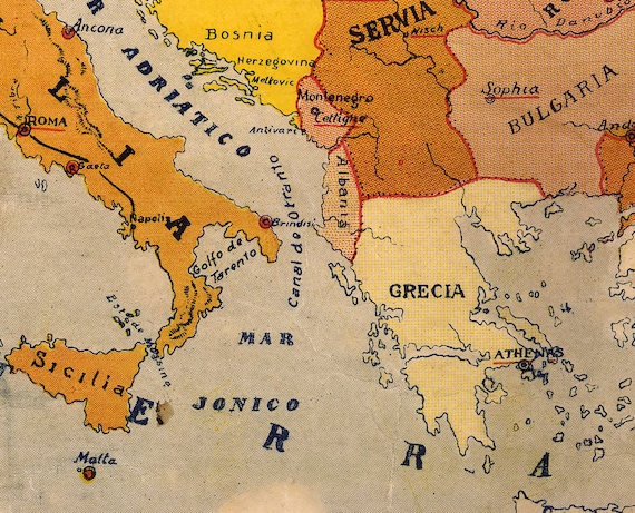 1914 年のヨーロッパの軍事戦域の地図 - Etsy 日本