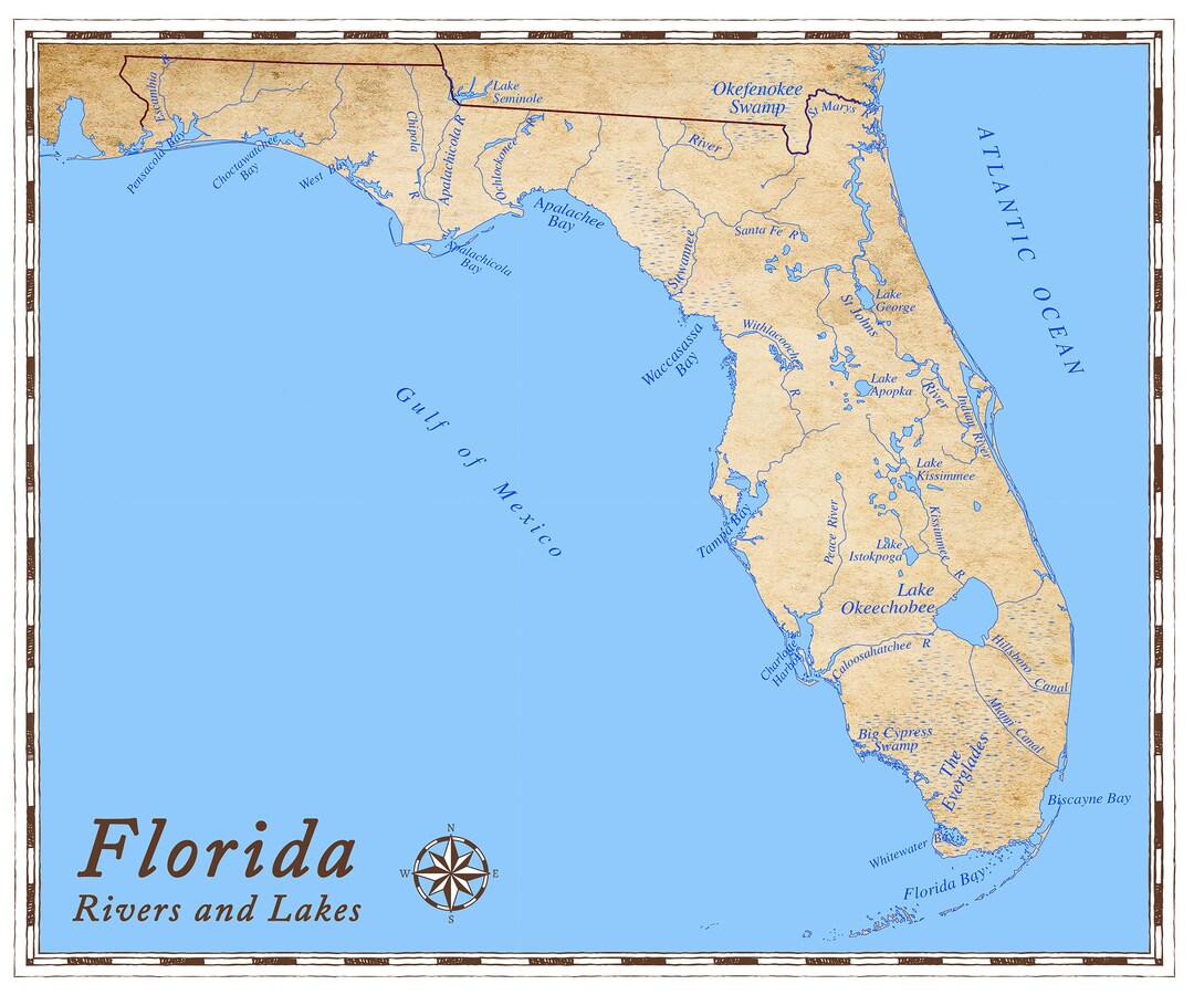Florida Rivers and Lakes Map - Il 1080xN.6354686583 4yzr