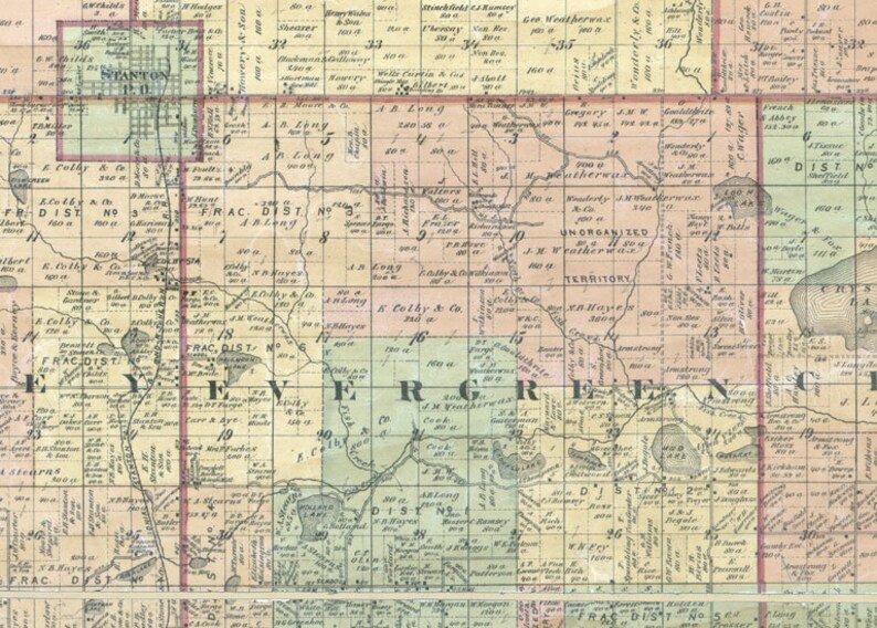 1875 Farm Line Map of Montcalm County Michigan Greenville Etsy