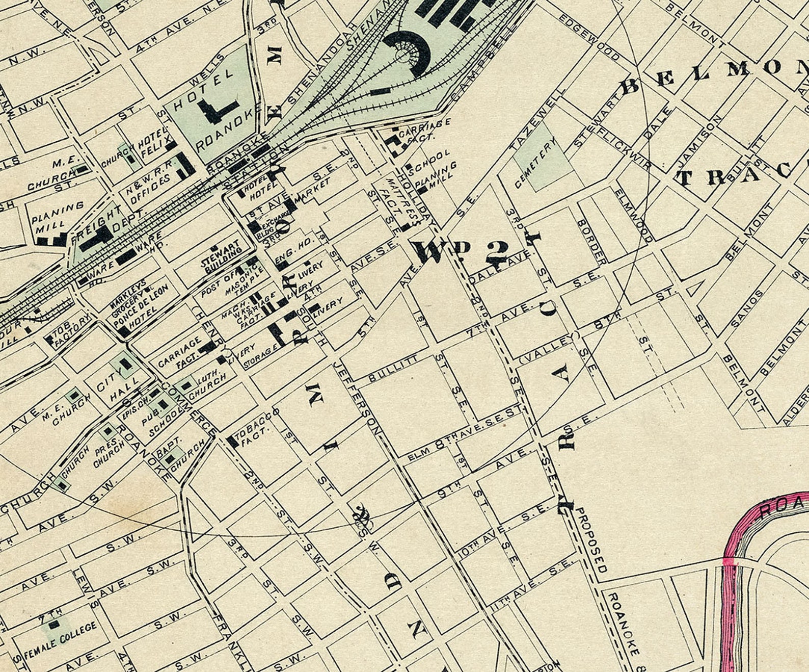 1890 Map of Roanoke Virginia Etsy