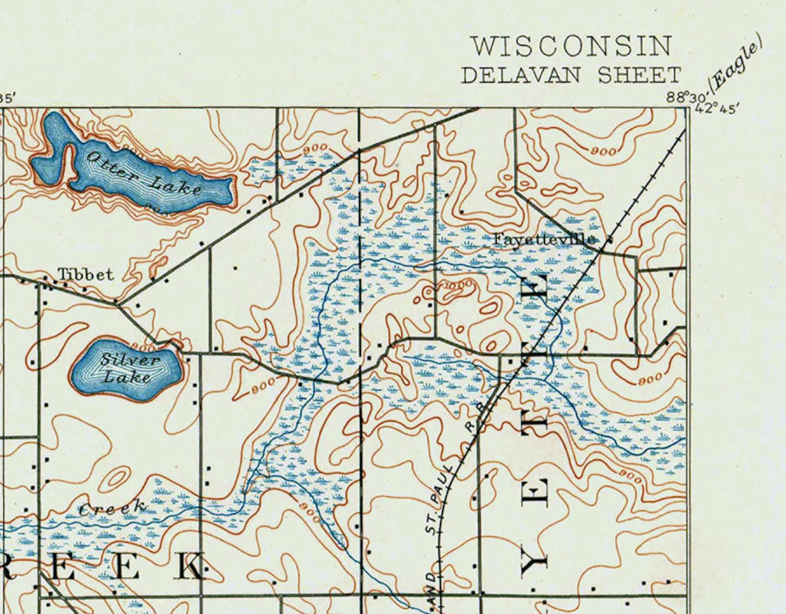 1893 Topo Map of Delavan Wisconsin Quadrangle Delavan Lake Etsy