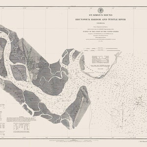 1888 Nautical Chart of St Simons Sound Georgia