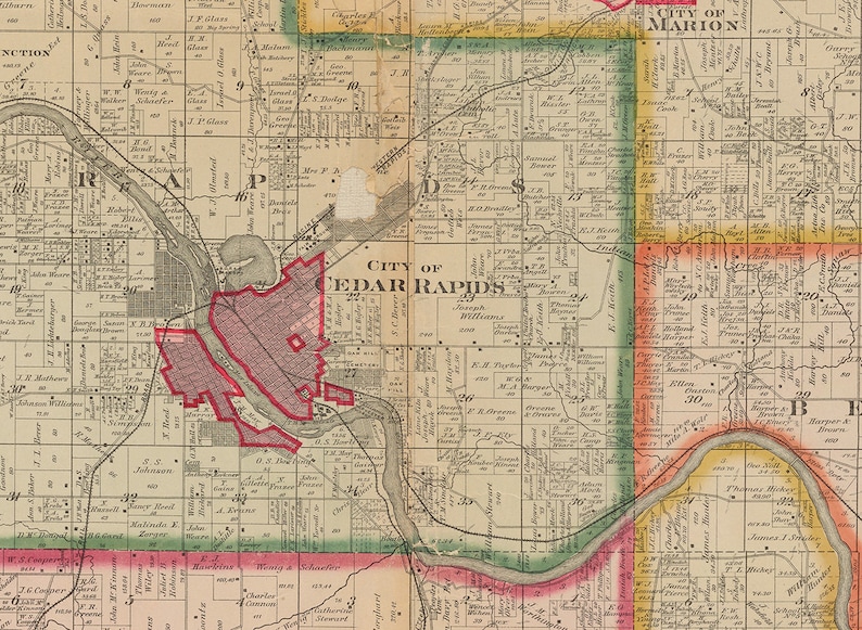 1881 Farm Line Map of Linn County Iowa Etsy