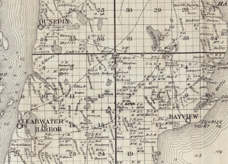 1882 Map of Hillsborough County Florida - Etsy