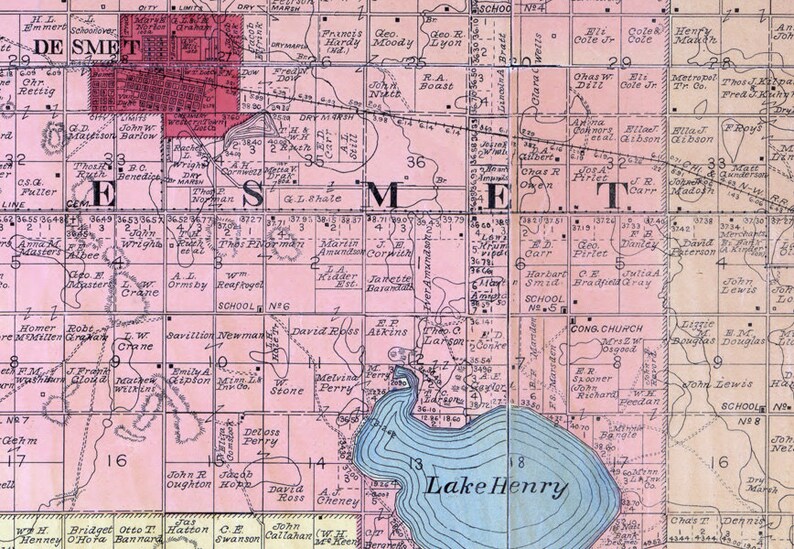 1899 Map of Kingsbury County South Dakota Etsy