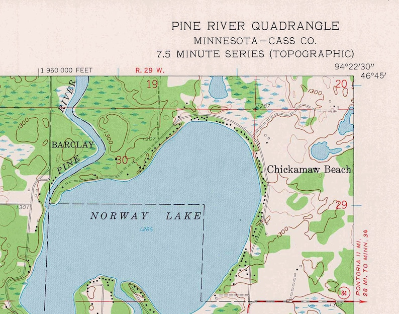 1959 Topo Map of Pine River Minnesota Quadrangle Norway Lake | Etsy