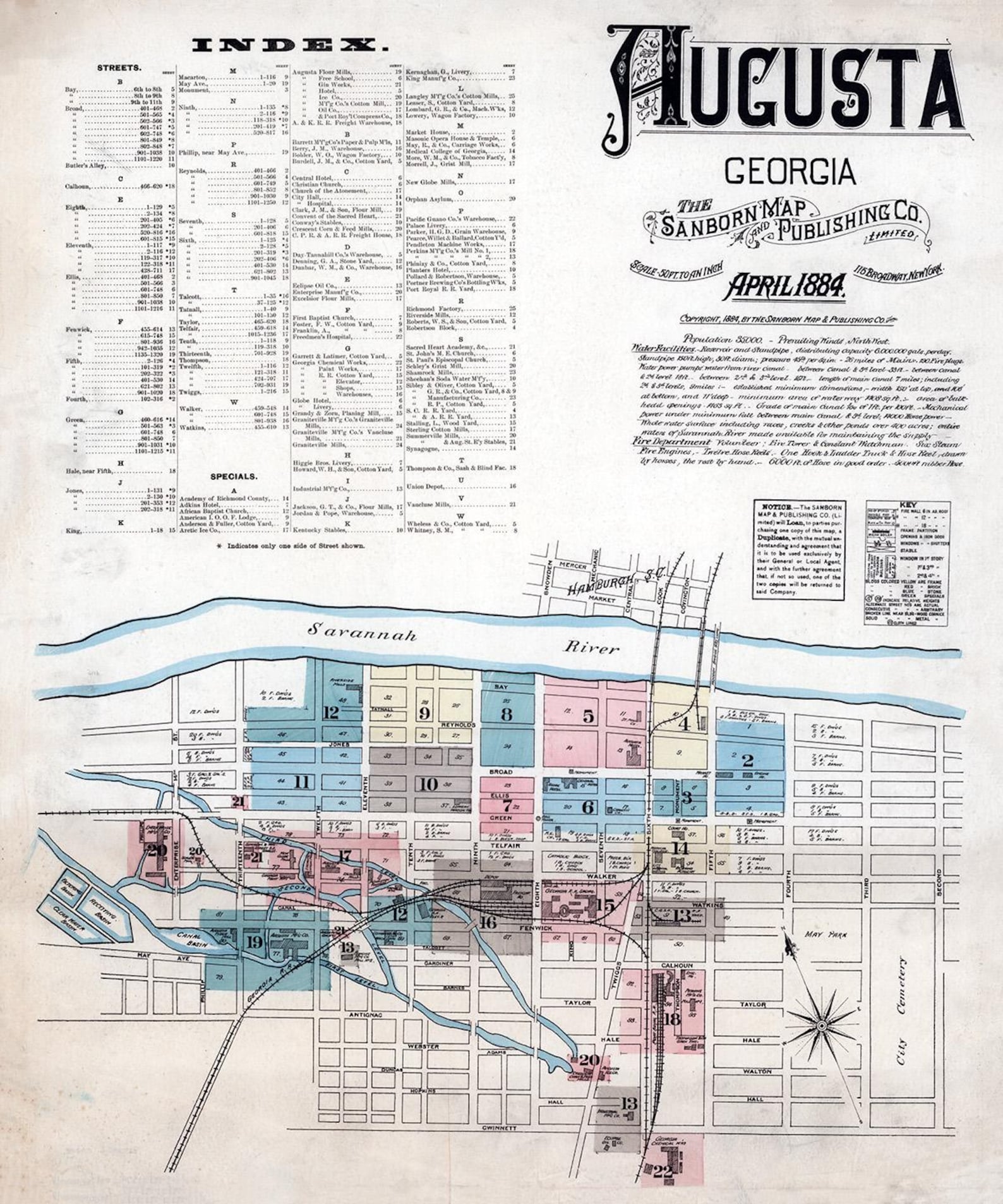 1884 Town Map of Augusta Georgia - Etsy