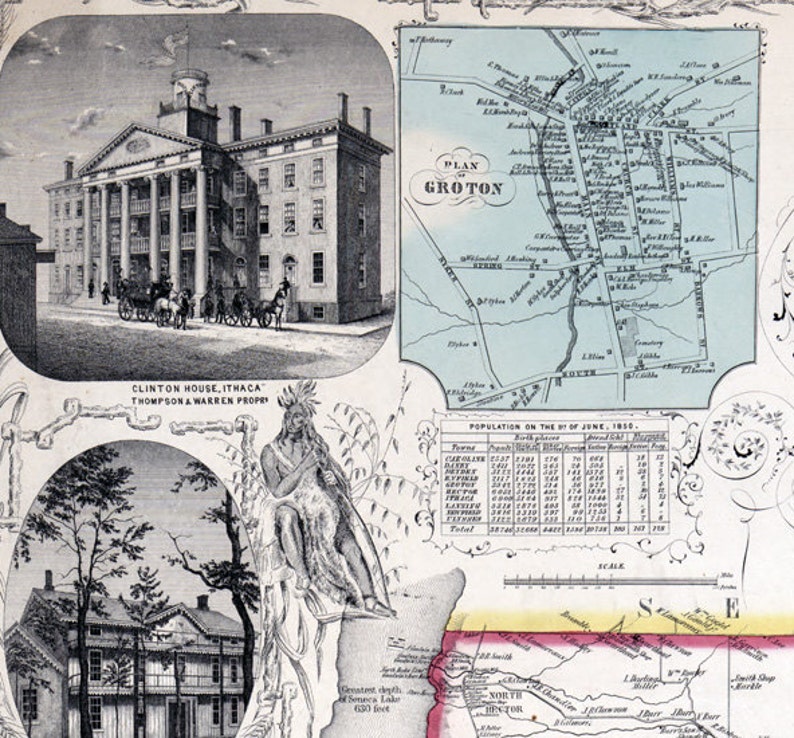 1853 Map of Tompkins County New York from actual surveys Etsy