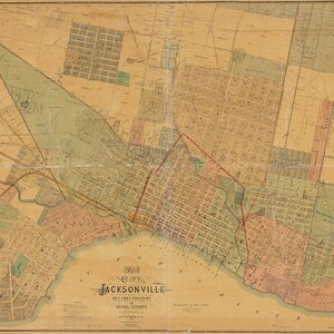 1885 Map of the city of Jacksonville Duval County Florida