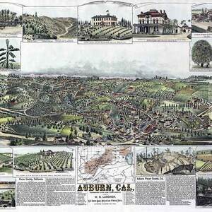 1887 Panoramakarte von Auburn Kalifornien