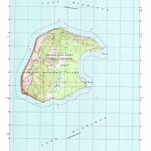 1983 Topo Karte von Süd-Manitou Island,gebrannt von Schottland