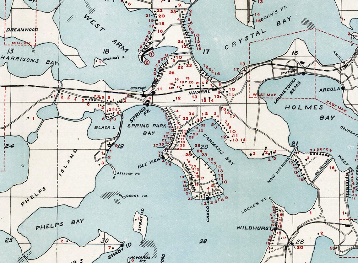 1908 Woodmans Map of Lake Etsy