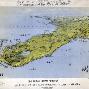 1861 Panorama-Karte von Florida von John Bachmann