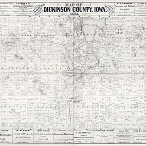 1883 Map of Dickinson County Iowa - Etsy